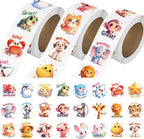1500 Pcs Animal Stickers 3 Rolls 24 Designs – Craft & School Animal Sticker Set Richie's