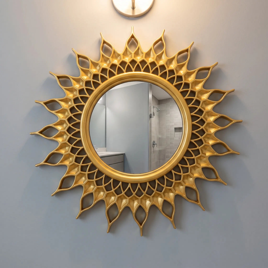 3-Pack Gold Sunburst Round Wall Mirrors – European Style Decorative Wall Mirror Richie's