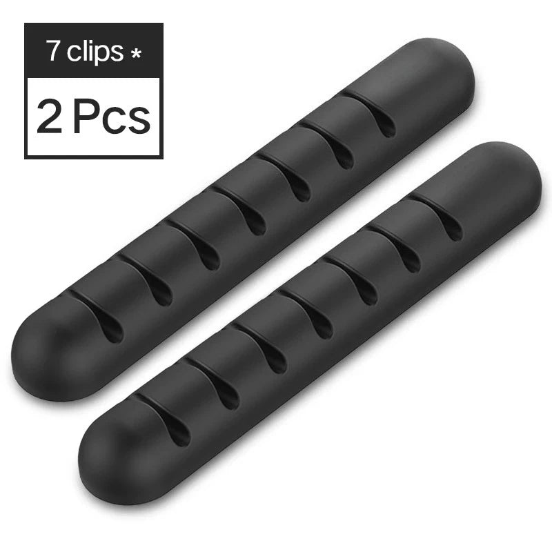 Silicone Cable Organizer Clips – USB Cable Winder & Holder Cable Management Clips Richie's 7 Clip 2 Pieces