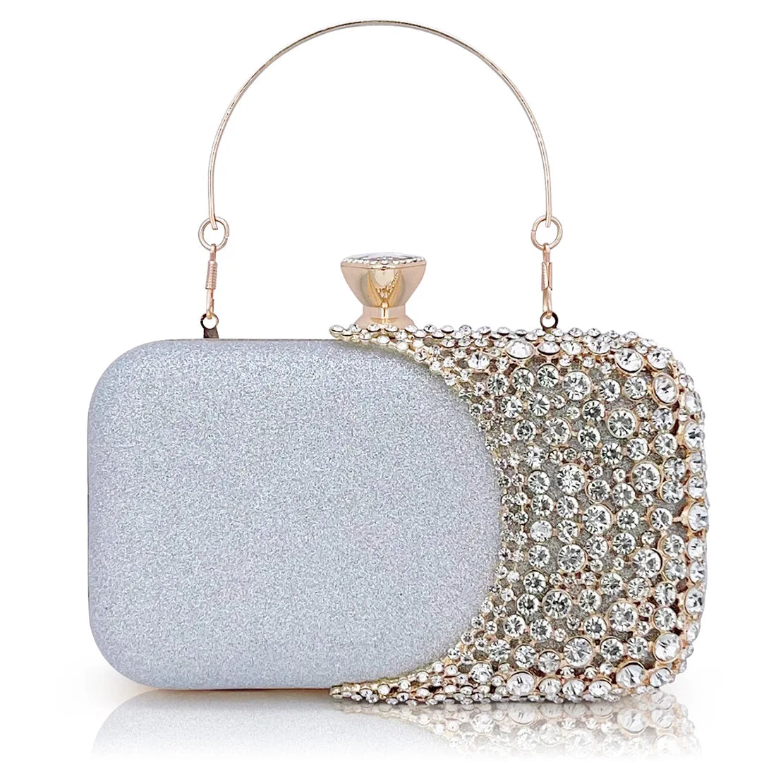 Women's Sequined Diamond Evening Bag – Bridal Chain Purse Evening Shoulder Bag Richie's silver