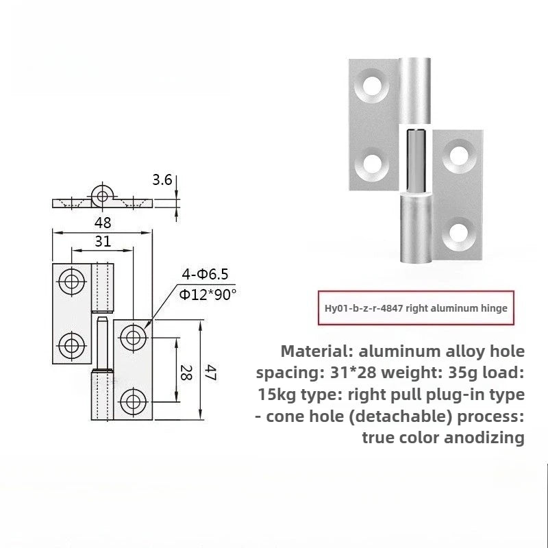 Plug-In Aluminum Alloy Cabinet Door Hinge – Quick Release Cabinet Door Hinge Richie's HY01-B-Z-R-4847 righ