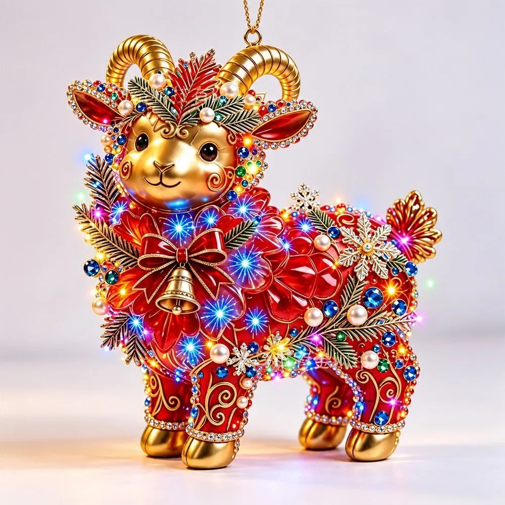 Rhinestone Goat Hanging Ornament – Acrylic Zodiac Charm Set Holiday Ornament Set Richie's