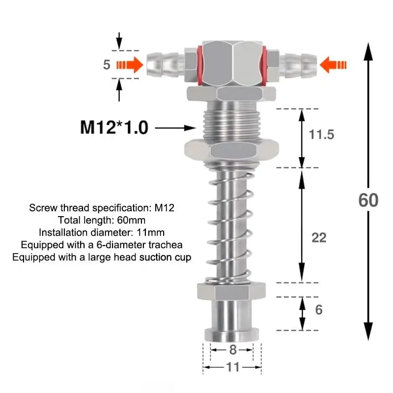 Robotic Arm Suction Cup M12/M10 T-Shape Spring Buffer Sucker Rod Industrial Suction Cup Richie's M12 60cm