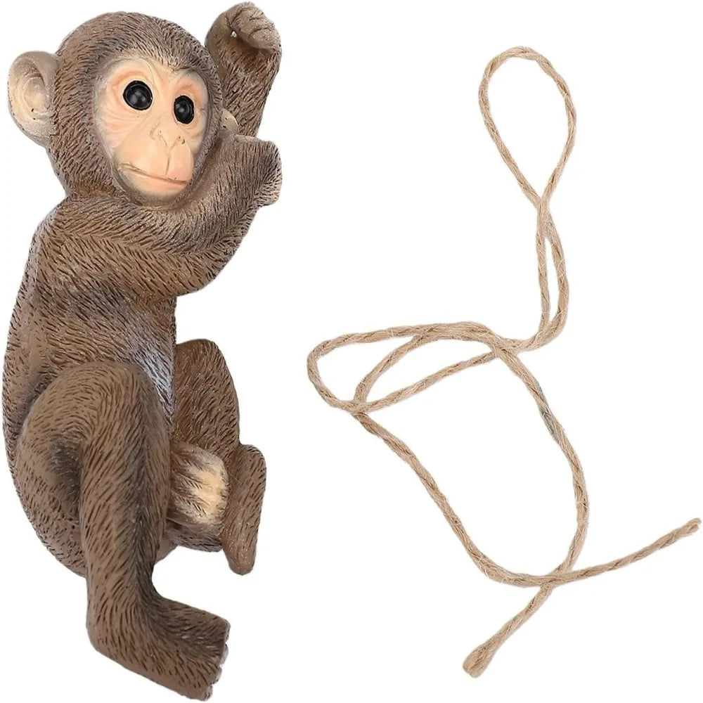 Resin Hanging Monkey Statue with Jute Rope | Garden Figurine Garden Figurine Richie's