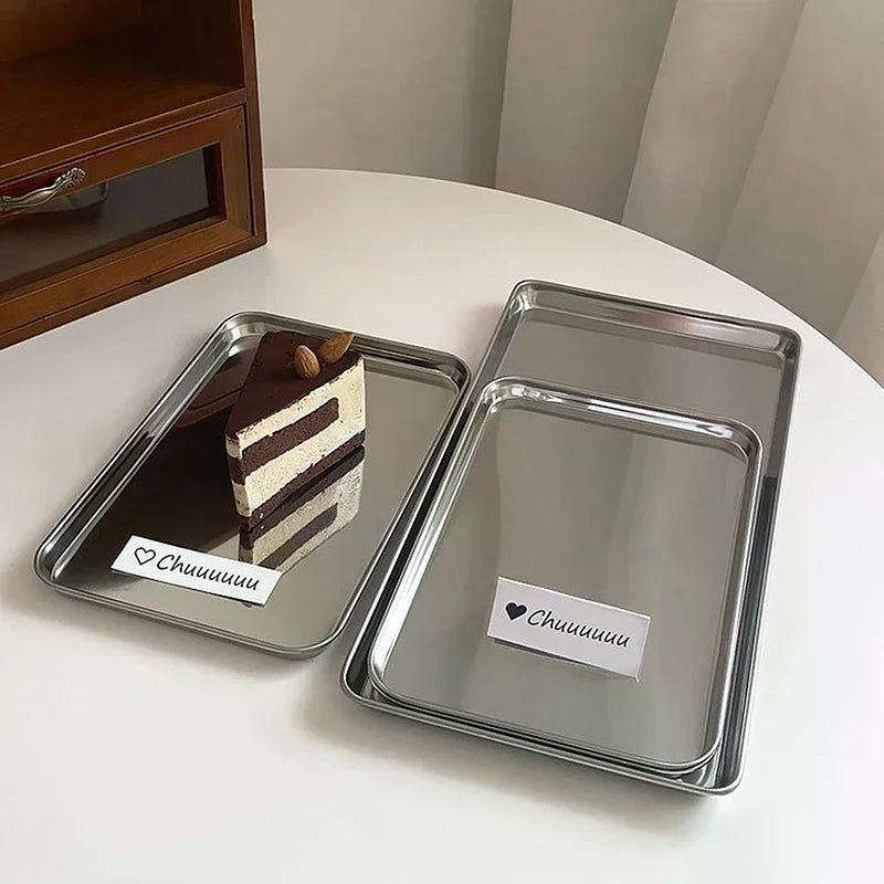 Nordic Stainless Steel Rectangular Dessert & Cake Serving Tray Serving Tray Richie's