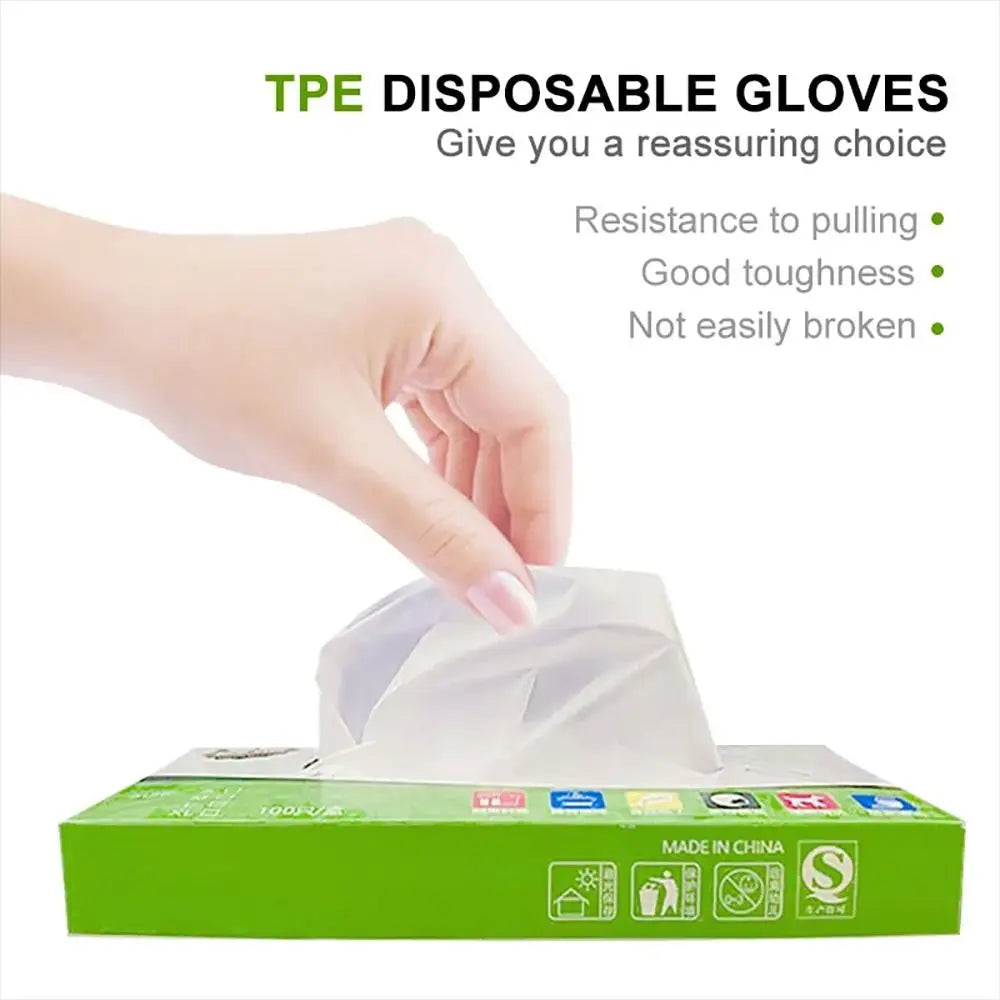 100Pcs TPE Disposable Gloves Latex Free Non-Slip Food Safe Disposable Gloves Richie's