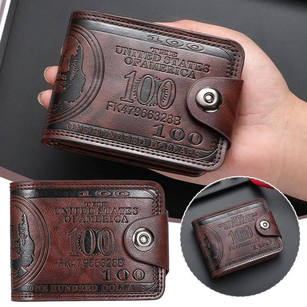 Men's 100 Dollar Bill Embossed PU Leather Wallet Men's Wallet Richie's