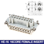 HDC-HE Heavy Duty Connector 6–24 Core 16A 500V Aviation Plug Industrial Connector Insert Richie's 16P Female