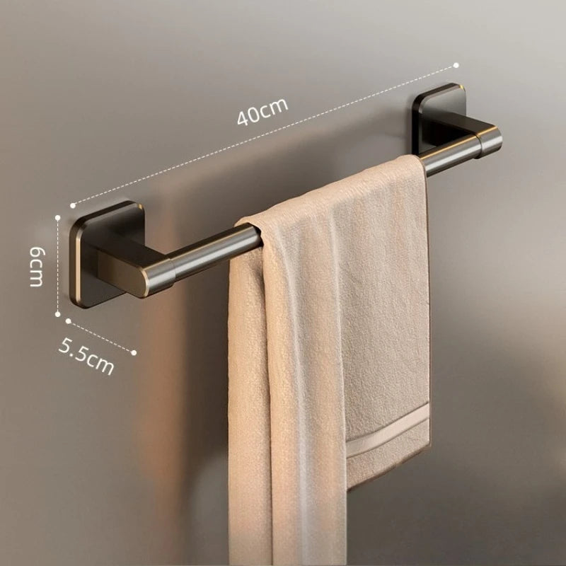 Black No-Drill Wall-Mounted Towel Rack | Space-Saving Bar Wall Towel Rack Richie's