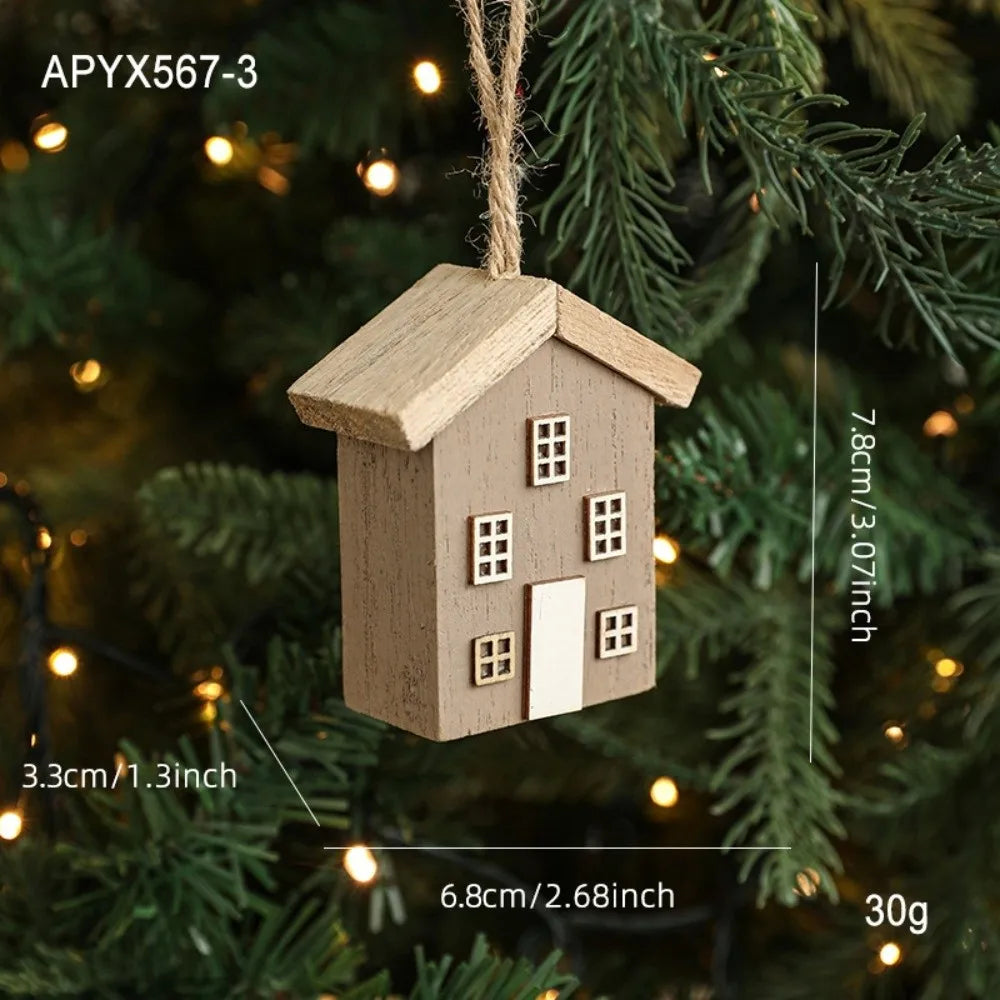 Wooden Christmas House Ornament – DIY Log Village Pendant Christmas Ornament Richie's C