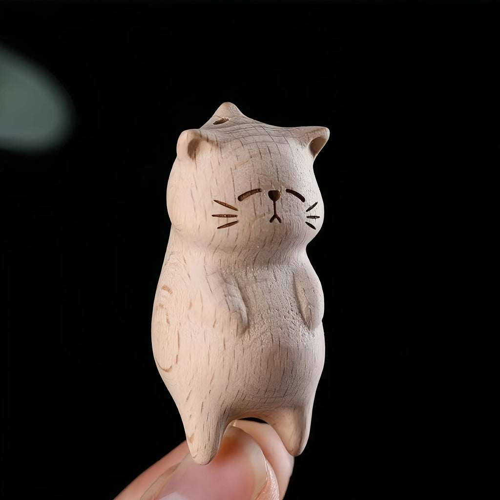 Handcrafted Wooden Lucky Cat Pendant – Bag & Key Charm Wooden Charm Pendant Richie's