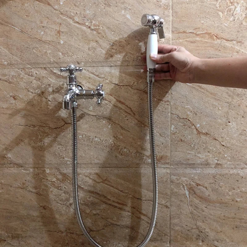 1/2" Dual Control 2-Outlet Wall Faucet – Garden & Bathroom Dual Outlet Faucet Richie's