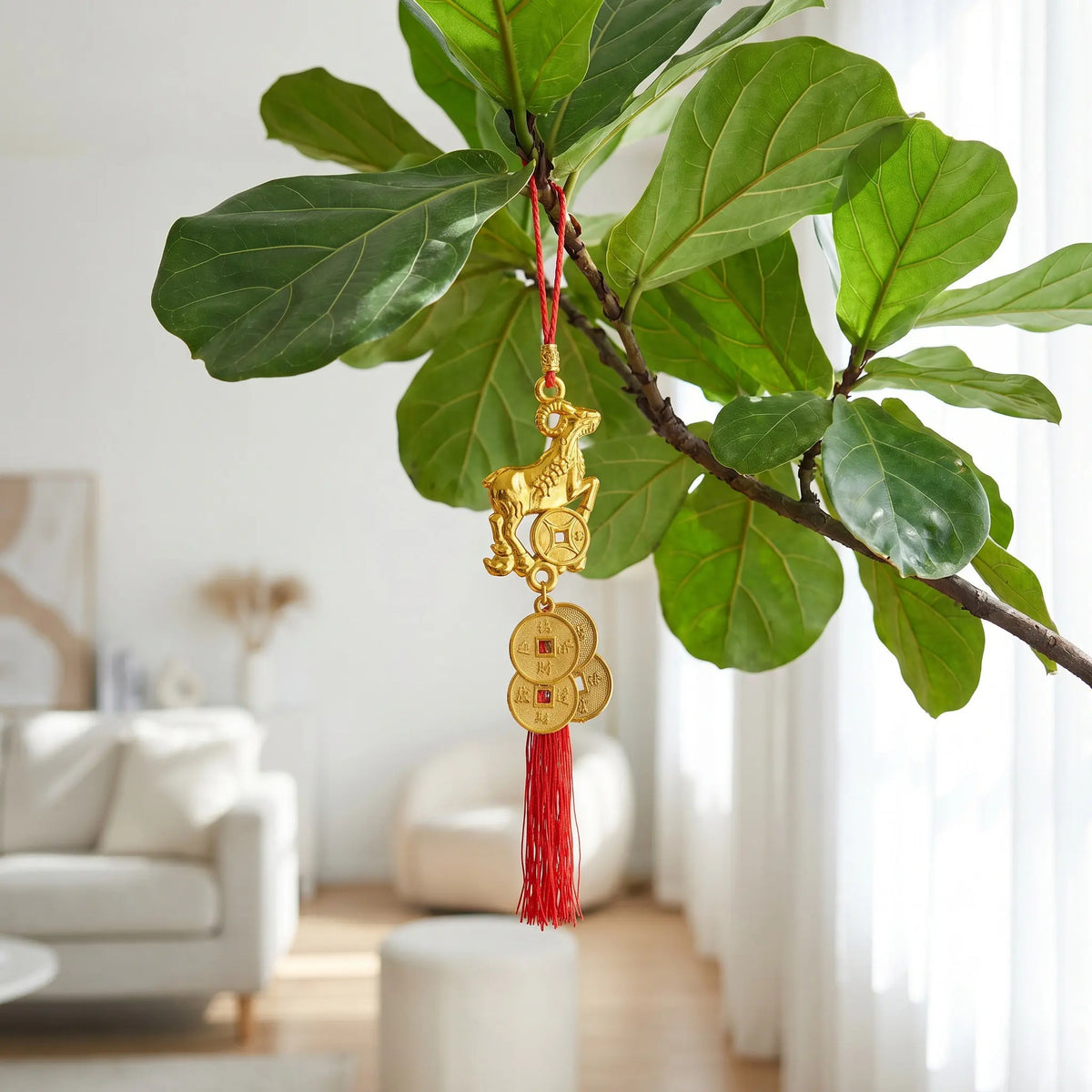 8Pcs Chinese Zodiac Goat Tassel Pendants Feng Shui Charms 2027 Feng Shui Hanging Charm Richie's