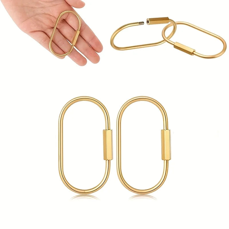 Golden Brass Key Rings Screw Lock Clips – Keychain Organizer Key Ring Clips Richie's 2pcs