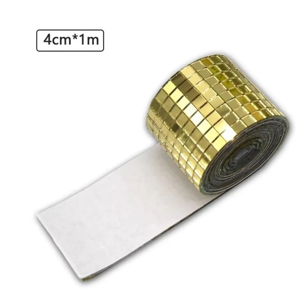 Self-Adhesive Disco Ball Mirror Sticker Glass Mosaic Tiles DIY Craft Sticker Richie's Gold