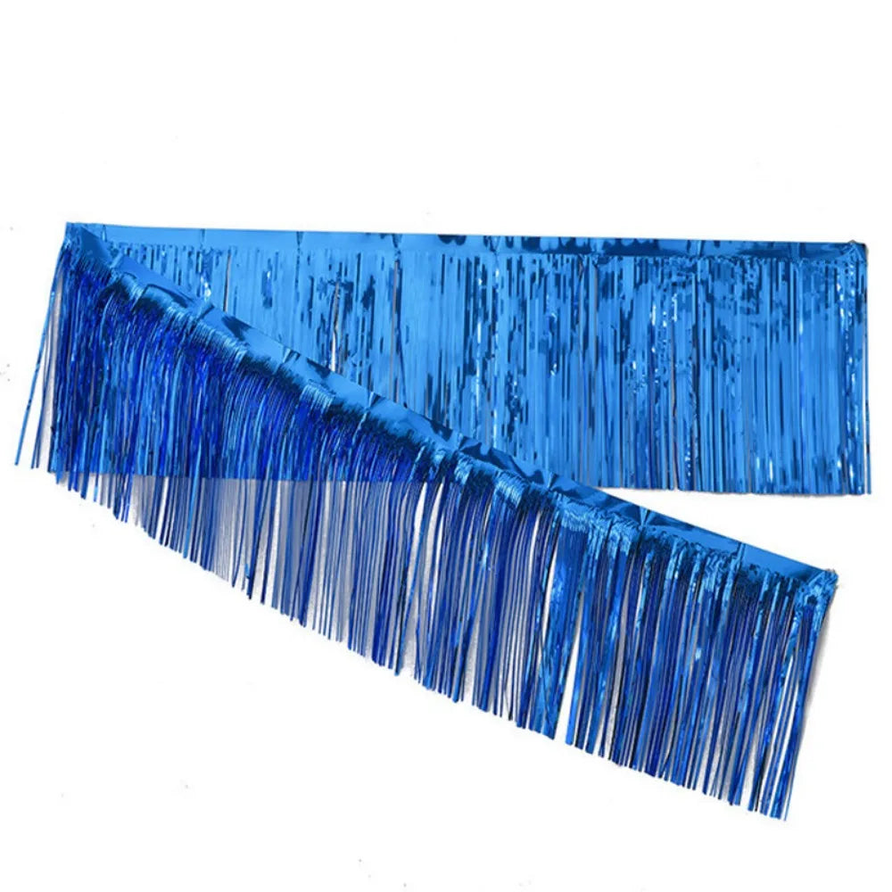 Metallic Foil Tassel Fringe Garland Curtain 30×200cm Party Party Fringe Curtain Richie's Blue