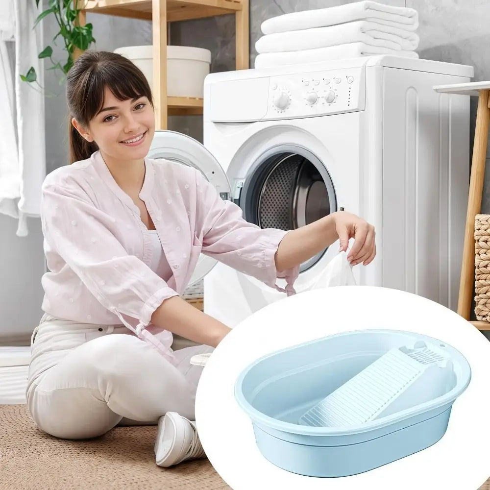 2-in-1 Washboard Basin Large Plastic Laundry Tub Hand Washing Laundry Washboard Tub Richie's