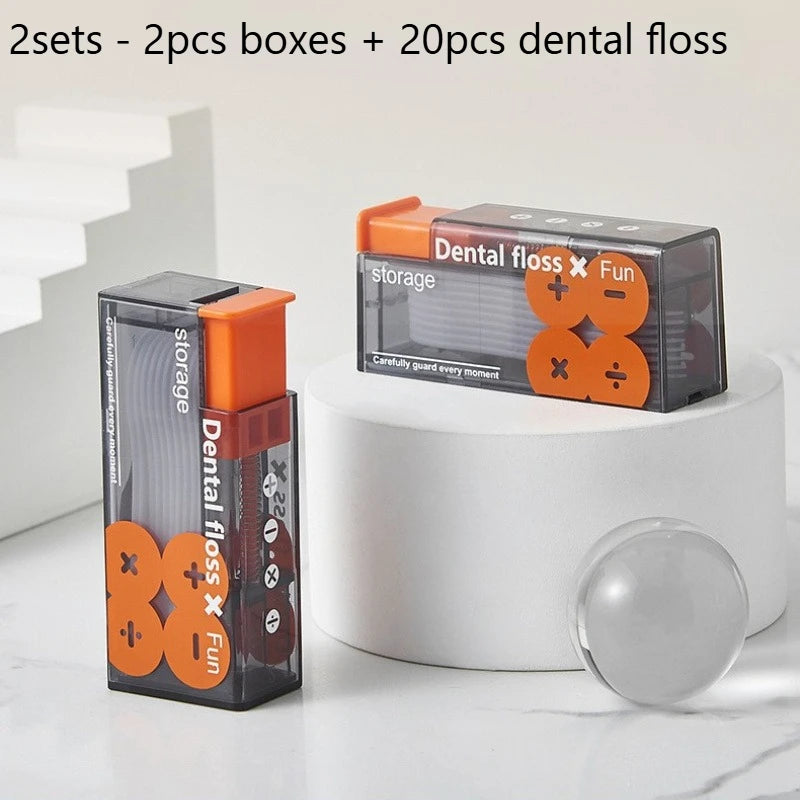 Pop-Up Dental Floss Dispenser Box with 10 Floss Sticks Dental Floss Dispenser Richie's 2sets - Orange