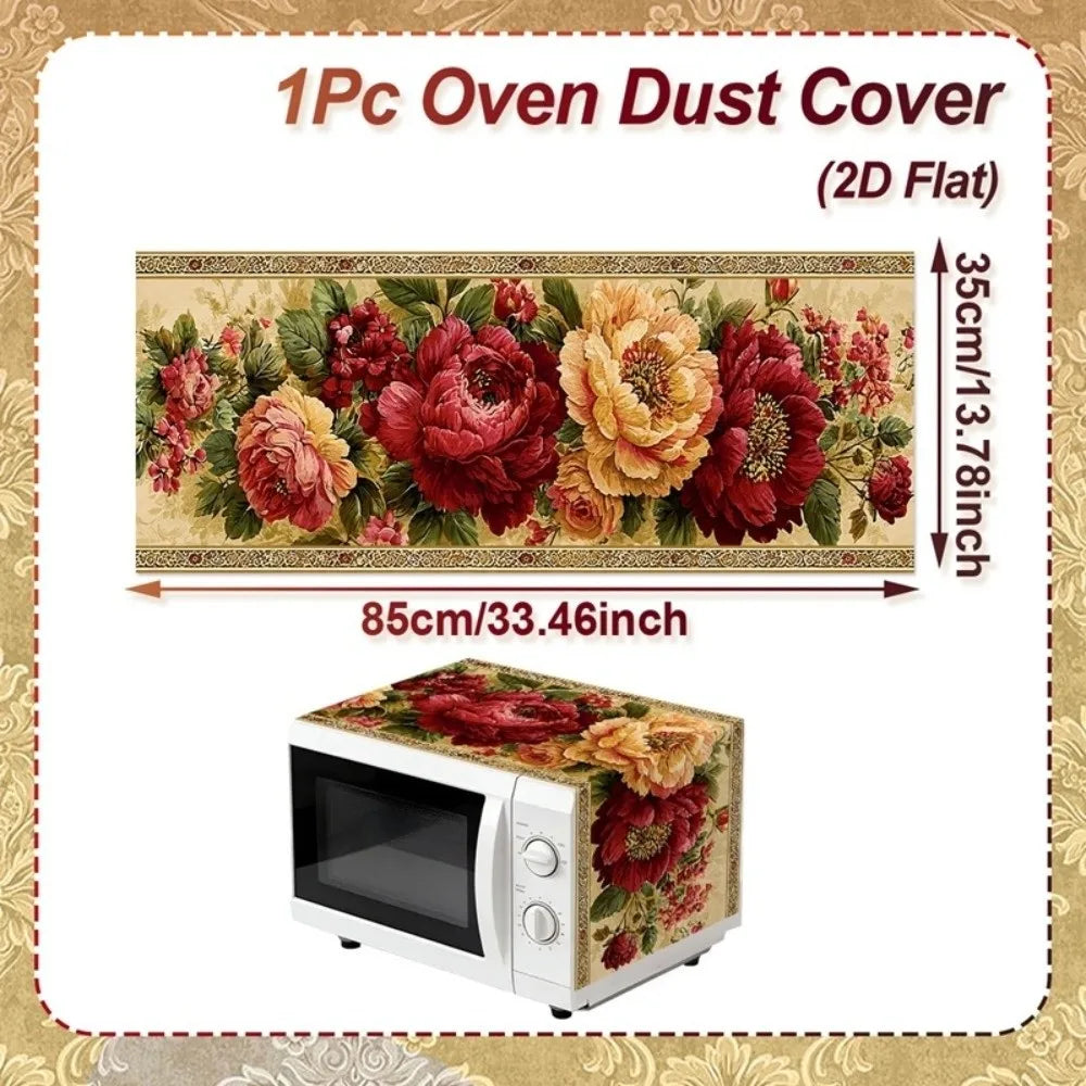 Floral Microwave Cover Waterproof Dust Protector Mat | Polyester Appliance Dust Cover Richie's J