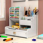 White Desk Organizer with Drawer | Multi-Compartment Storage Box Desk Organizer Richie's