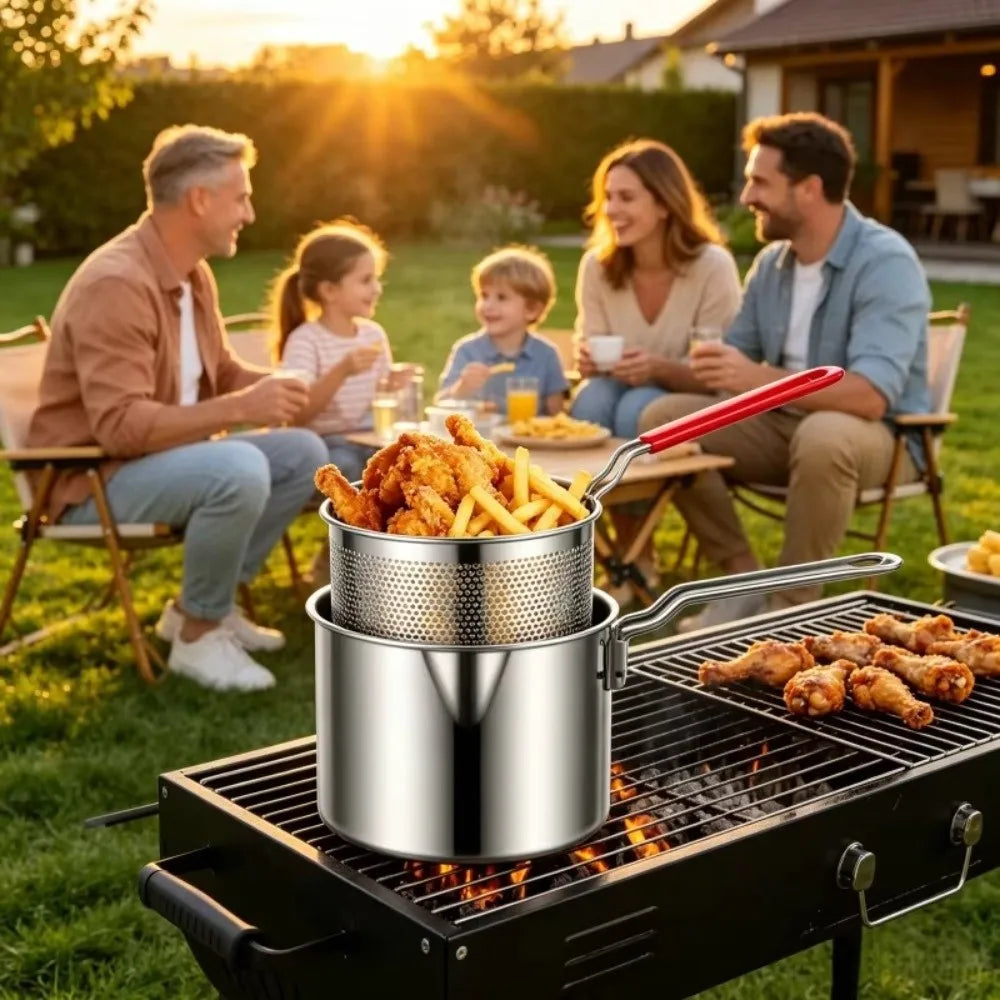 316 Stainless Steel Deep Fryer Pot with Strainer Basket Deep Fryer Pot Richie's