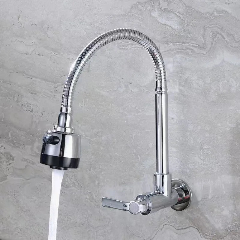 Wall Mount Kitchen Faucet 360° Rotating Hot & Cold Single Handle Wall Mount Faucet Richie's