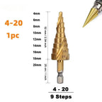HSS Titanium Step Drill Bit Set 4-12 4-20 4-32mm – 3 Pcs Step Drill Bit Set Richie's 1PCS 4-20mm