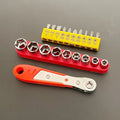 Right Angle Ratchet Screwdriver Set + 10pc S2 Steel Bits Ratchet Screwdriver Set Richie's Silver