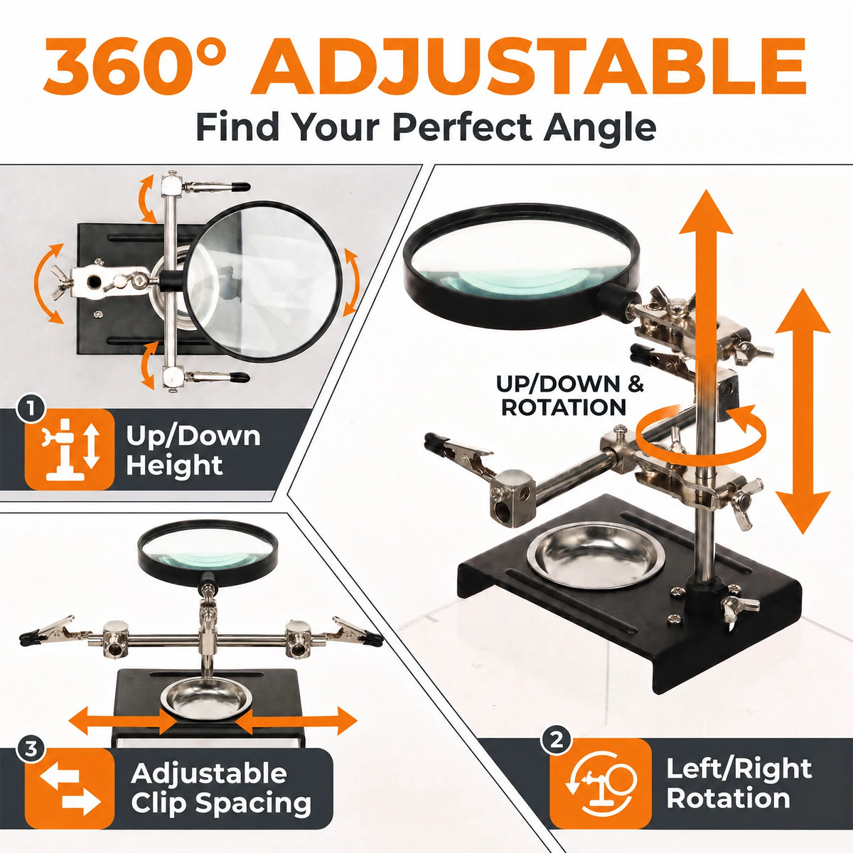 3X Magnifier Soldering Helping Hands Stand – Electronics & Jewelry Soldering Helping Hands Richie's