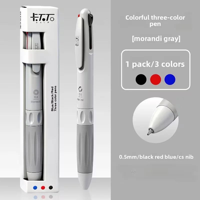 Tri-Color Multifunctional Ballpoint Pen 0.5mm | Students & Office Ballpoint Pen Richie's Light Grey Multi-Colored