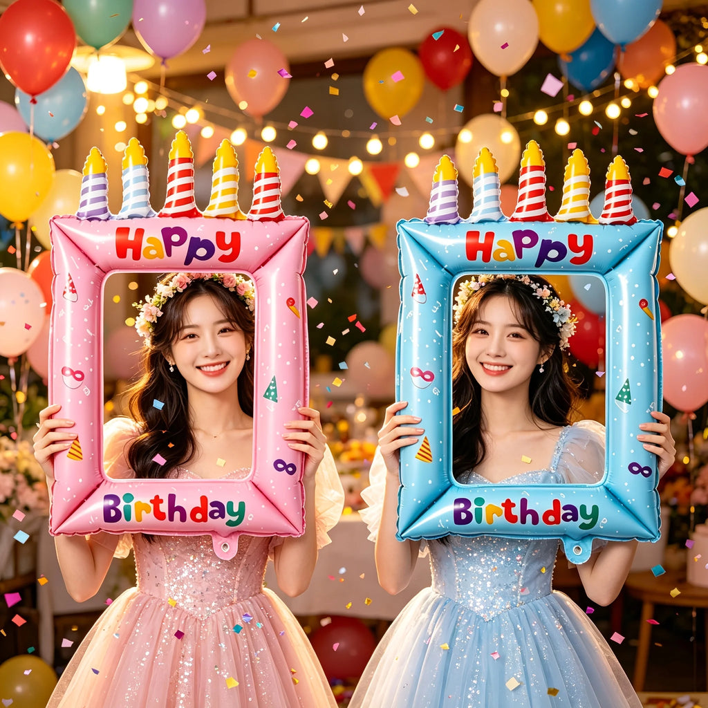 2pcs Birthday Photo Frame Balloons – Selfie Booth Party Props Party Balloon Props Richie's