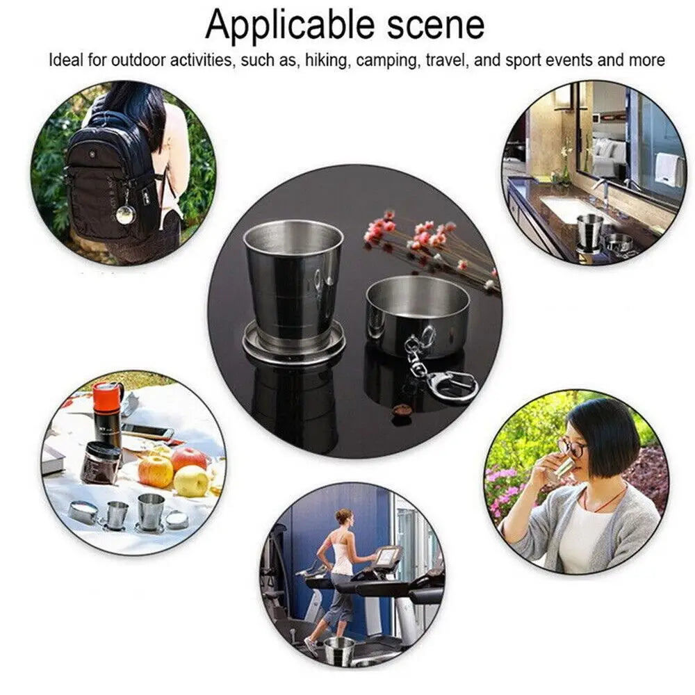 Collapsible Stainless Steel Travel Cup with Keychain & Lid Collapsible Travel Cup Richie's