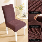 3D Leaf Jacquard Stretch Dining Chair Cover – Elastic Slipcover Chair Slipcover Richie's Dark Coffee