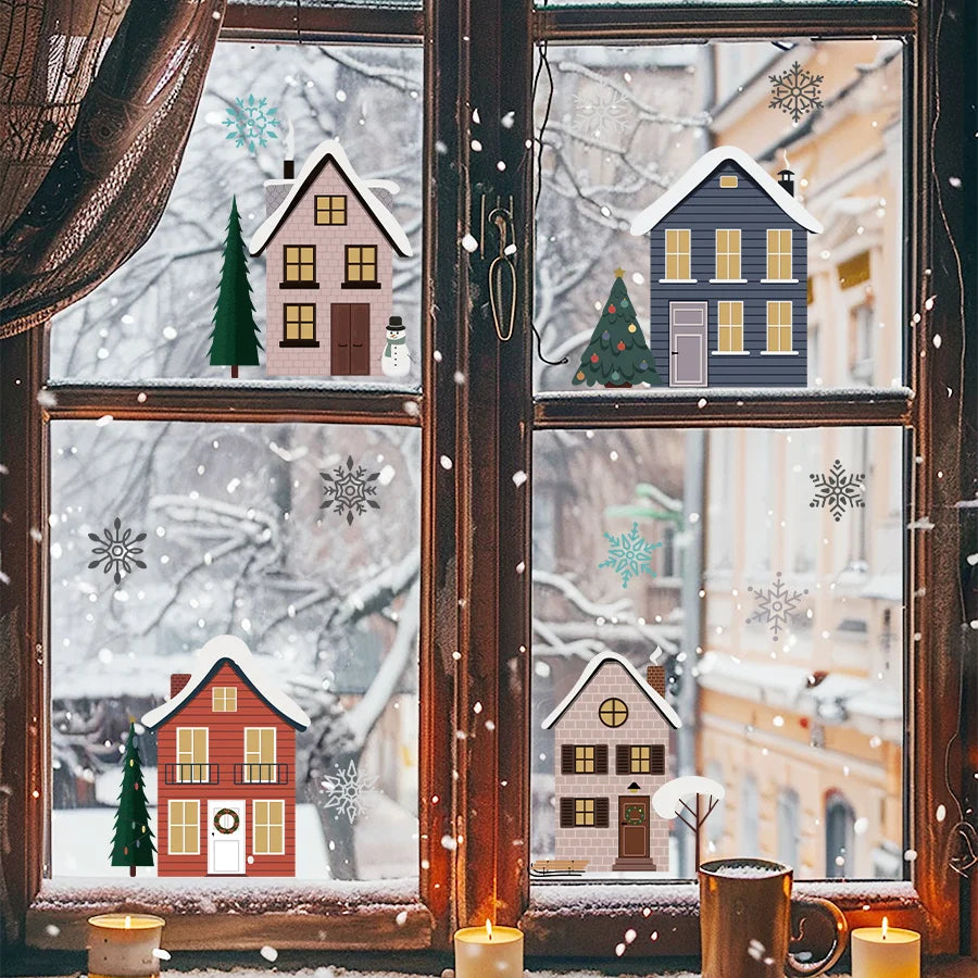 Christmas Snow Village Window Clings – Removable Winter Stickers Window Clings Richie's