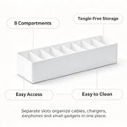 8-Grid Desktop Cable & Charger Storage Box Organizer – White Cable Storage Organizer Richie's