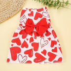Heart Pattern Dog Princess Dress – Bow Lace Pet Skirt XS–XL Dog Dress Richie's Red S