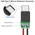 USB Type-C & Micro 2-Pin Screw Terminal Solderless Adapter 5V USB Terminal Adapter Richie's