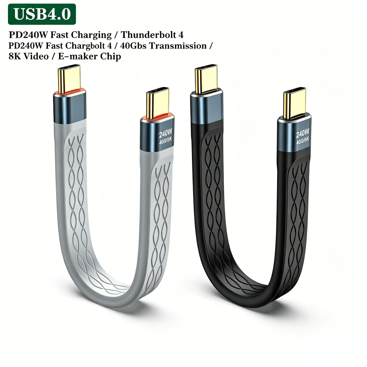 USB4 Type-C Cable 240W PD 40Gbps 8K Video – FUCHU USB-C Cable Richie's
