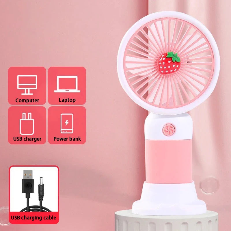 Mini USB Rechargeable Portable Handheld Fan | Travel Office Portable Handheld Fan Richie's Pink