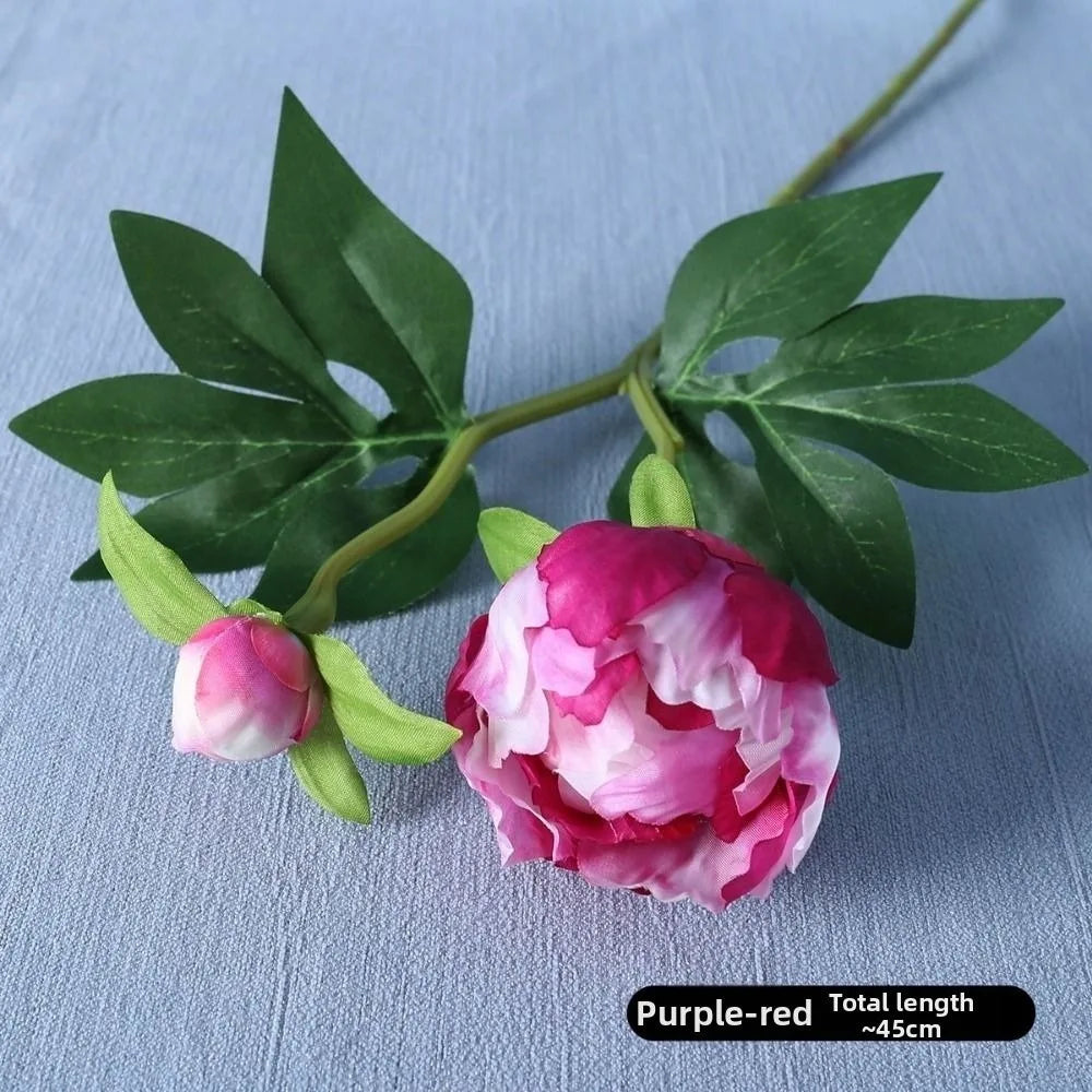 Silk Peony Bouquet 2-Head European Style – 6 Colors, 45cm Artificial Flower Bouquet Richie's Rose Red