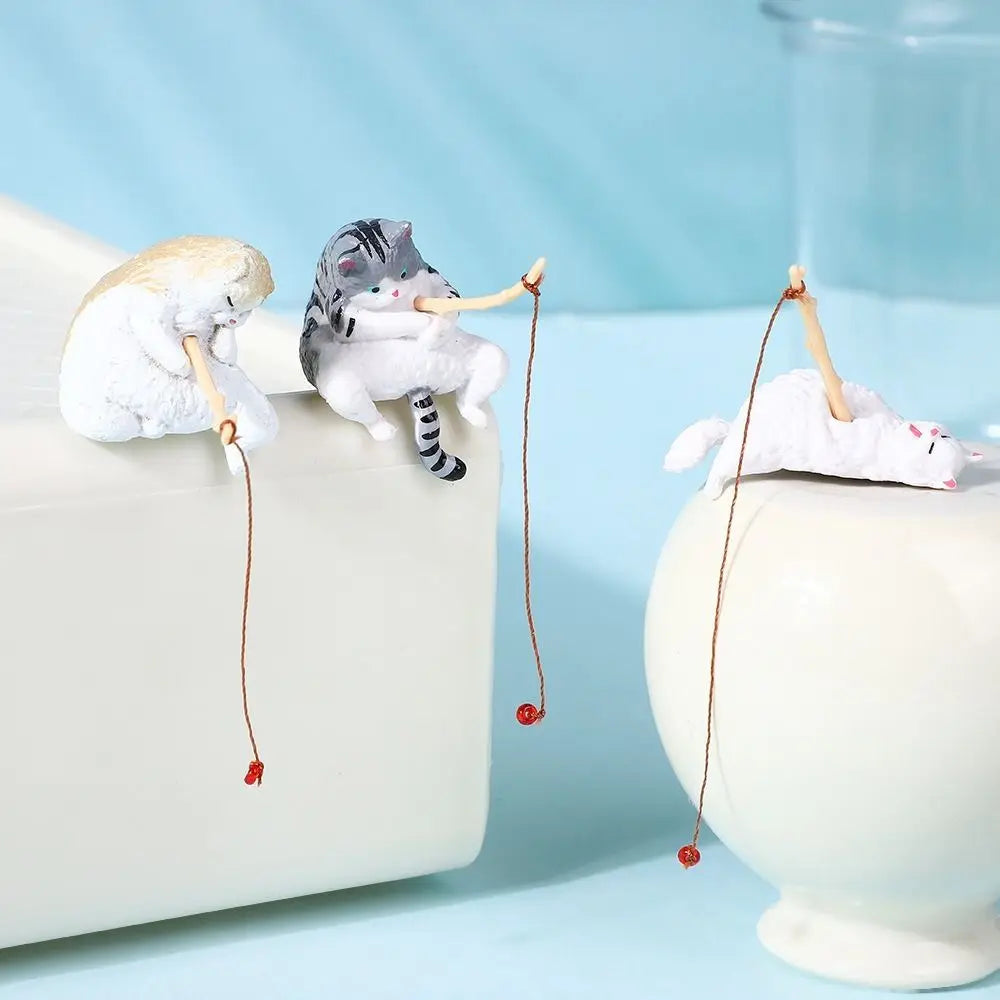 Miniature Fishing Cat Aquarium Ornament – Cartoon PVC Decor Aquarium Ornament Richie's