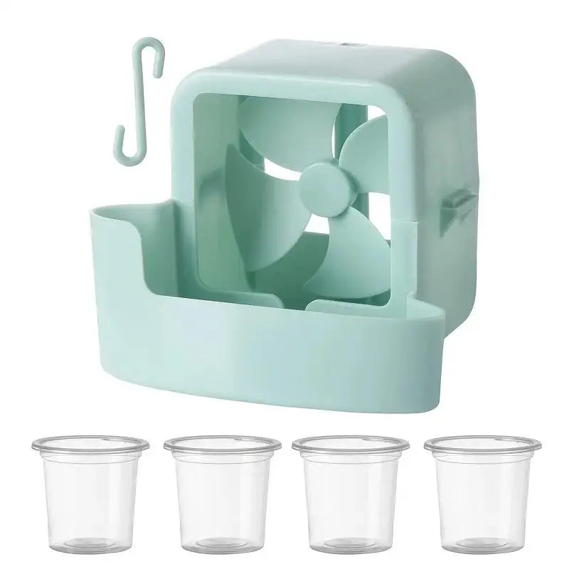 Hanging Fan Cooling Storage Box with 4 Cups – Plastic Fan Storage Accessory Richie's Blue
