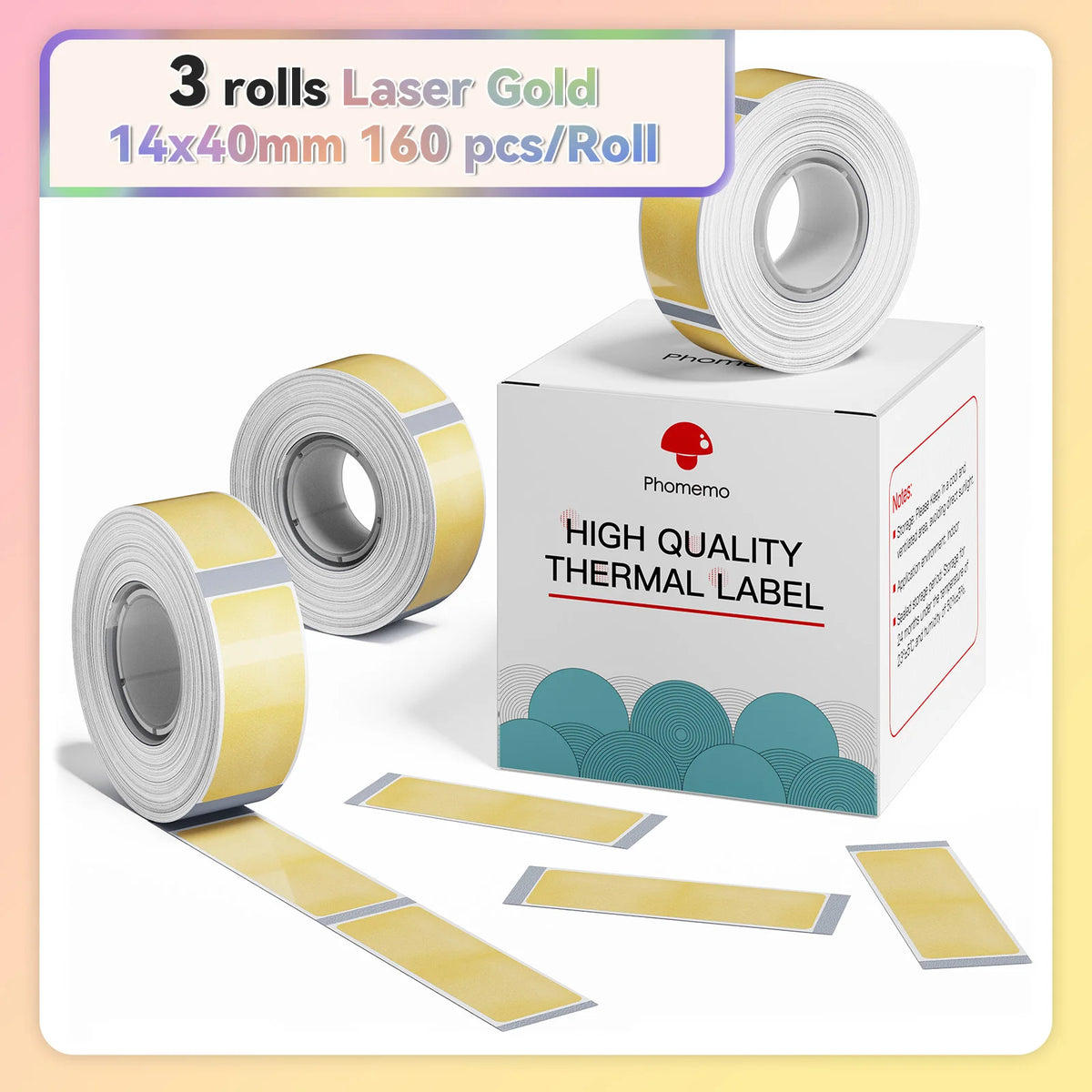 Phomemo Q30 White Waterproof Thermal Labels – 3 Rolls Thermal Label Rolls Richie's 14x40mm Gold China Mainland
