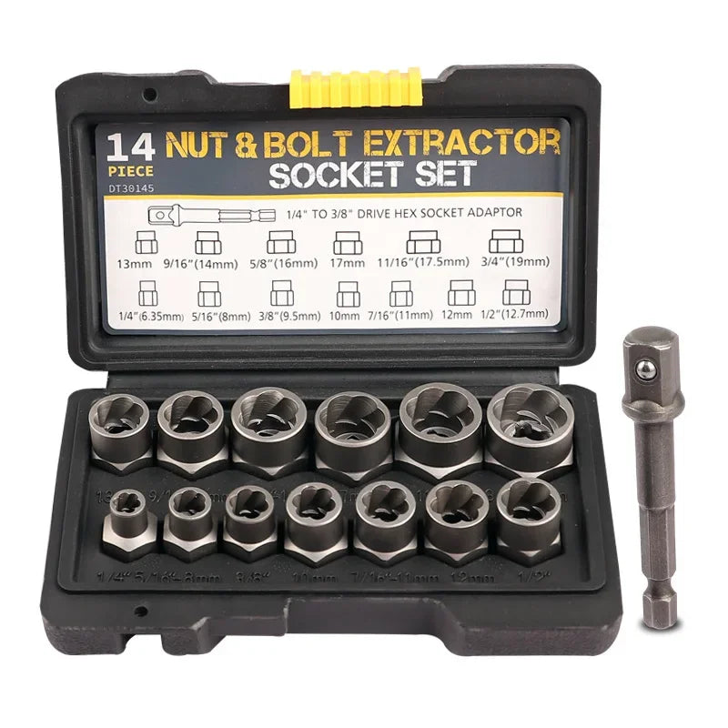 14Pc Stripped Lug Nut Remover Set | Impact Bolt Extractor Kit Bolt Extractor Set Richie's Light Grey