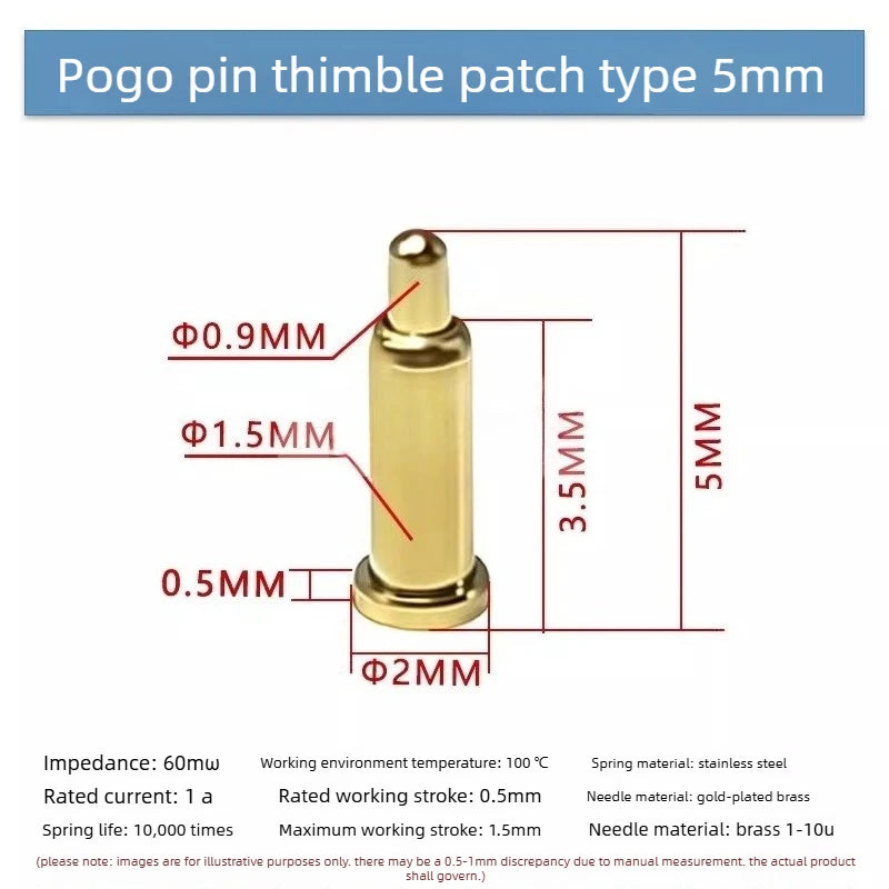 DIP SMD Double Spring PCB Pogo Pin Connectors 20/50/100 Pcs