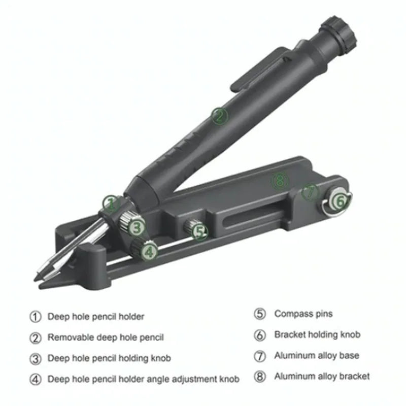 Aluminum Alloy Multi-Function Scribing Tool + Deep Hole Pencil Scribing Marking Tool Richie's