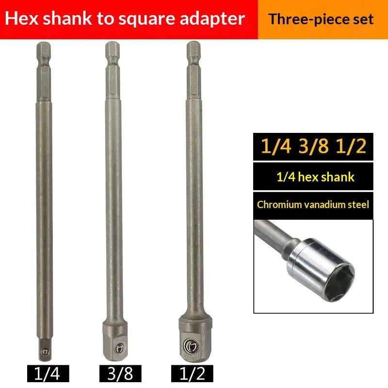 Chrome Vanadium Socket Adapter Set 1/4" 3/8" 1/2" Hex Shank Socket Adapter Set Richie's 150mm 3pieces