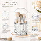 Rotary Makeup Brush Desk Organizer with Dust Cover Makeup Brush Organizer Richie's