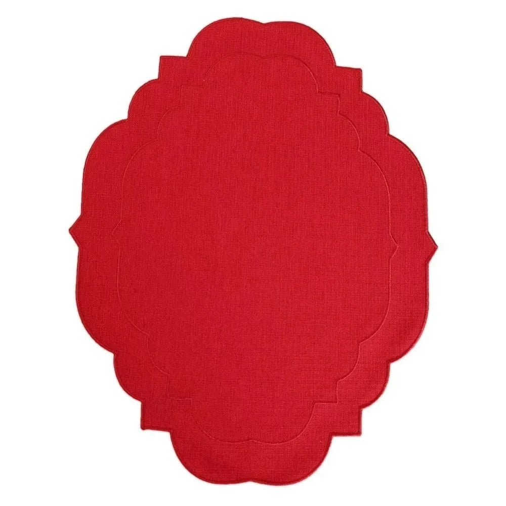 Cotton Linen Embroidered Placemats 45×35cm Anti-Slip Dining Linen Placemats Richie's Red L