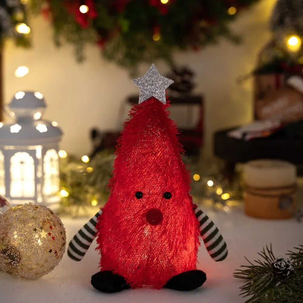 Fluffy LED Christmas Tree Figurine | 3D Xmas Glowing Décor Christmas Figurine Richie's Red B